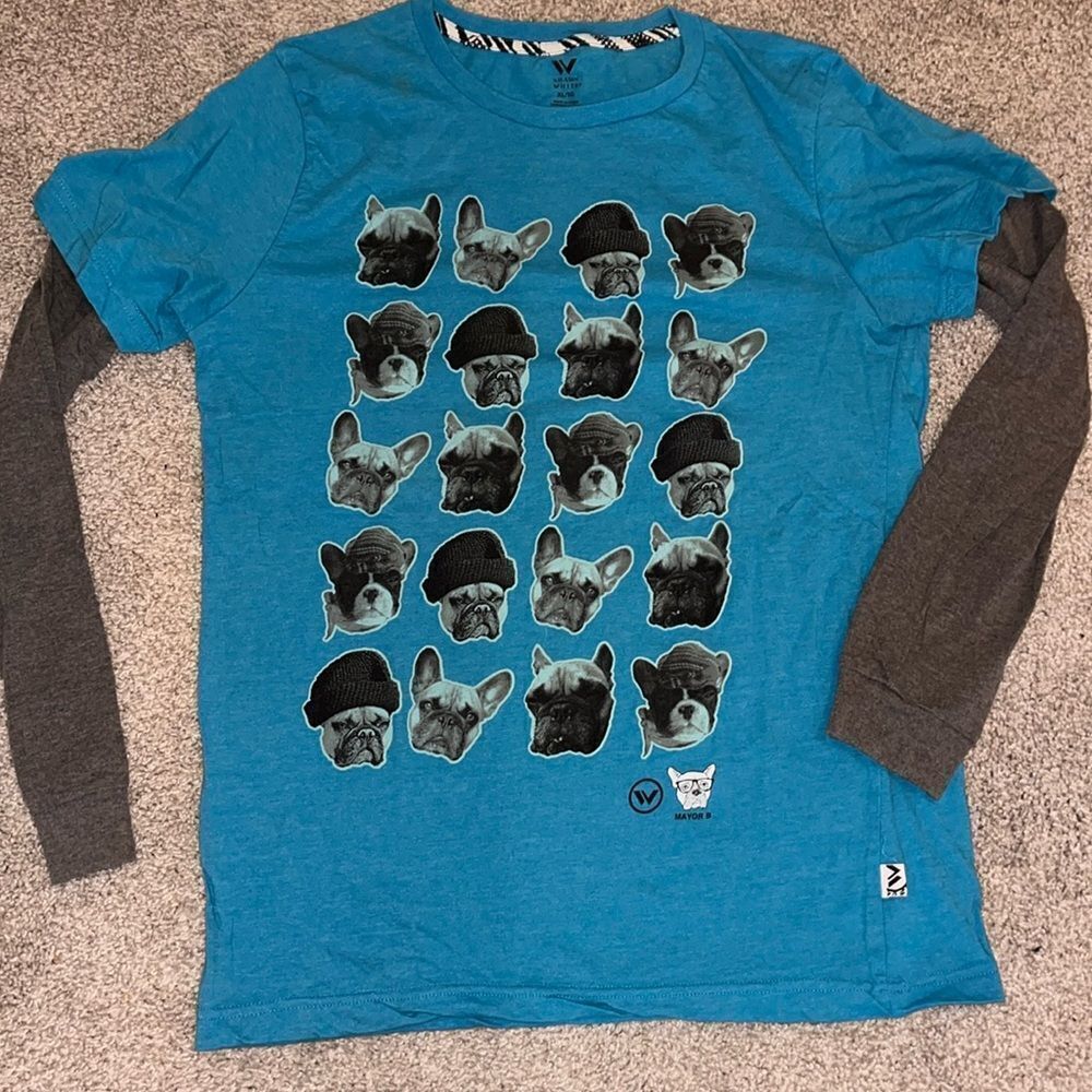 Shaun White Skater 2 piece frenchie French Bulldog LS T shirt tee XL great lady
